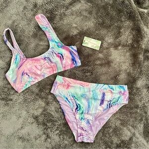 Colorful Marble Print Bikini Set